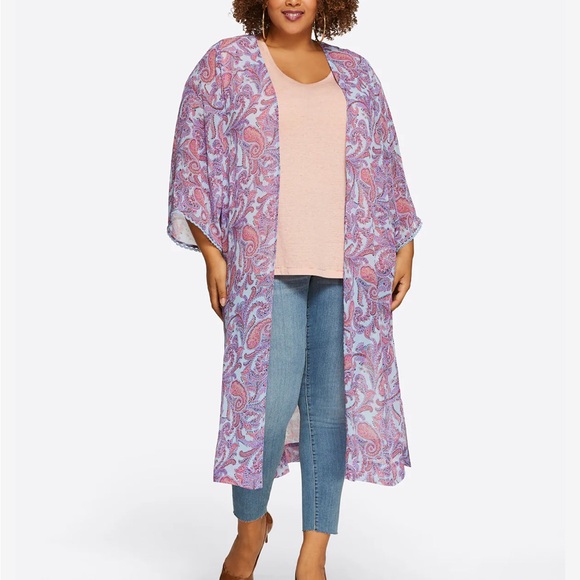 Jessica Simpson Blakely Kimono Duster in Solitary Paisley-NWT - Picture 6 of 8